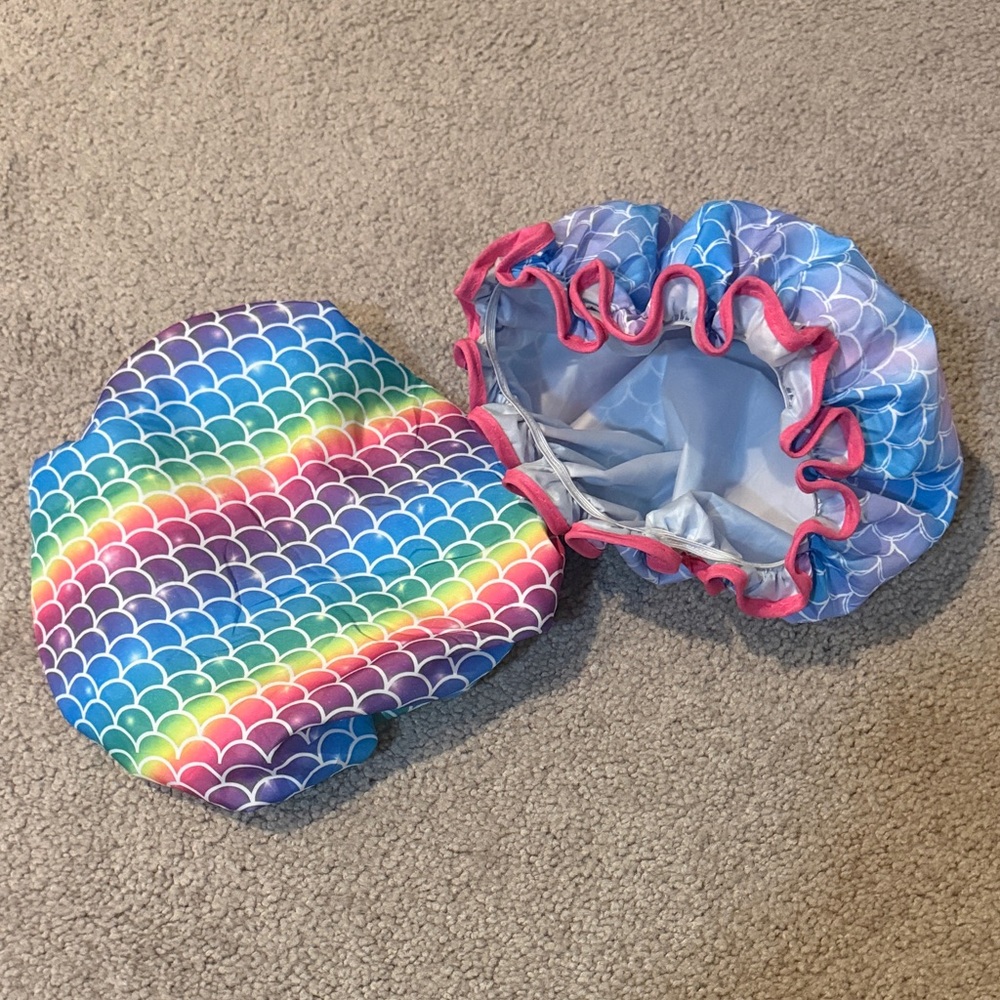 Rainbow Mermaid Scale Kids Hair Cap set of 2